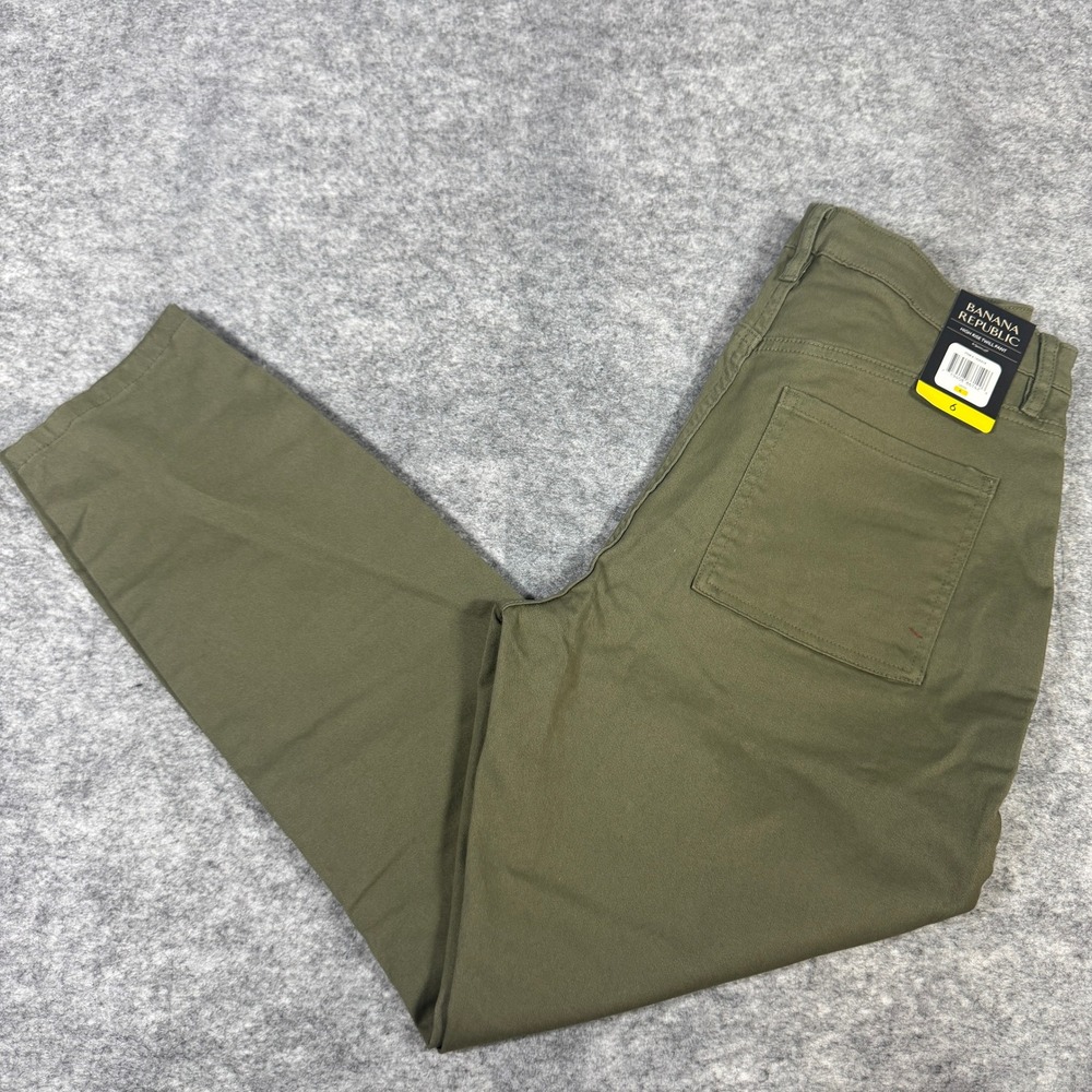 Banana Republic Womens High Rise Twill Pant Olive Green Straight Leg Size 6 NEW